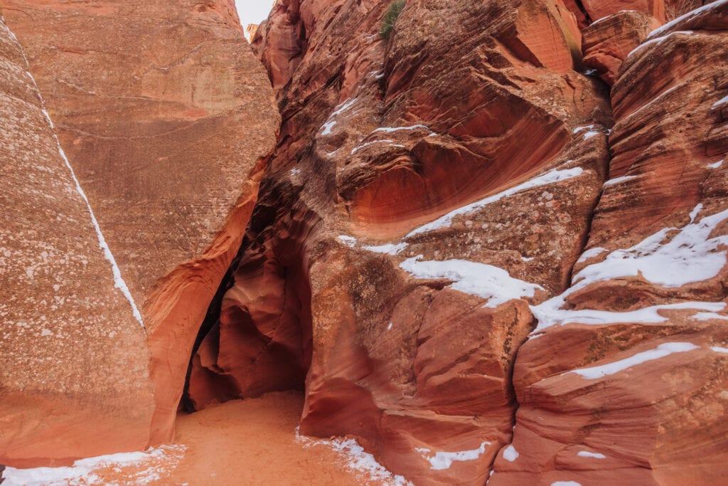 Antelope Canyon X in winter with snow