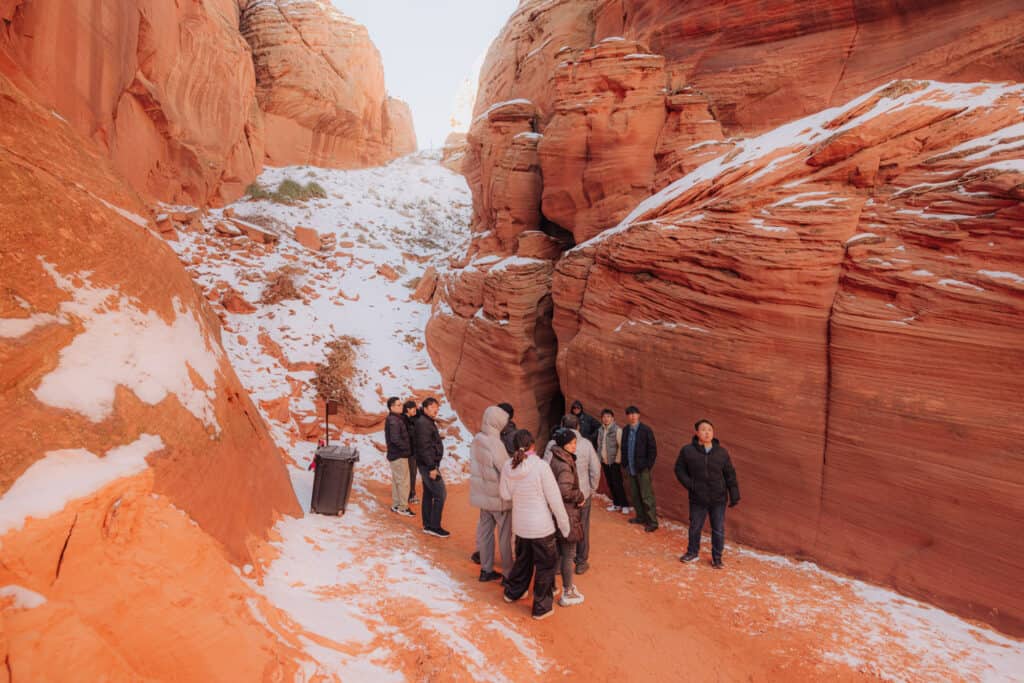 Crowd at Antelope Canyon X in winter