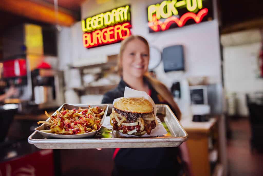 Roadhouse Diner burger in Great Falls Montana