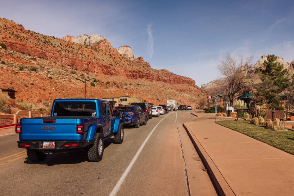 Zion in winter traffic