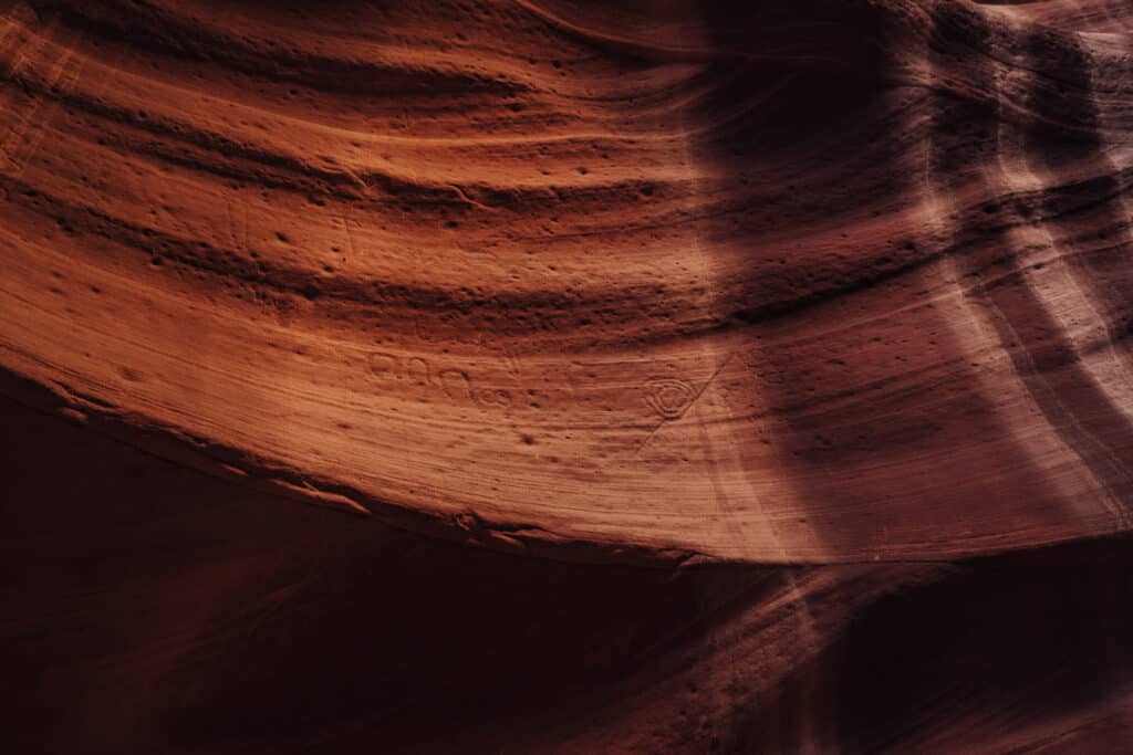 Carvings on the walls of Cardiac Canyon