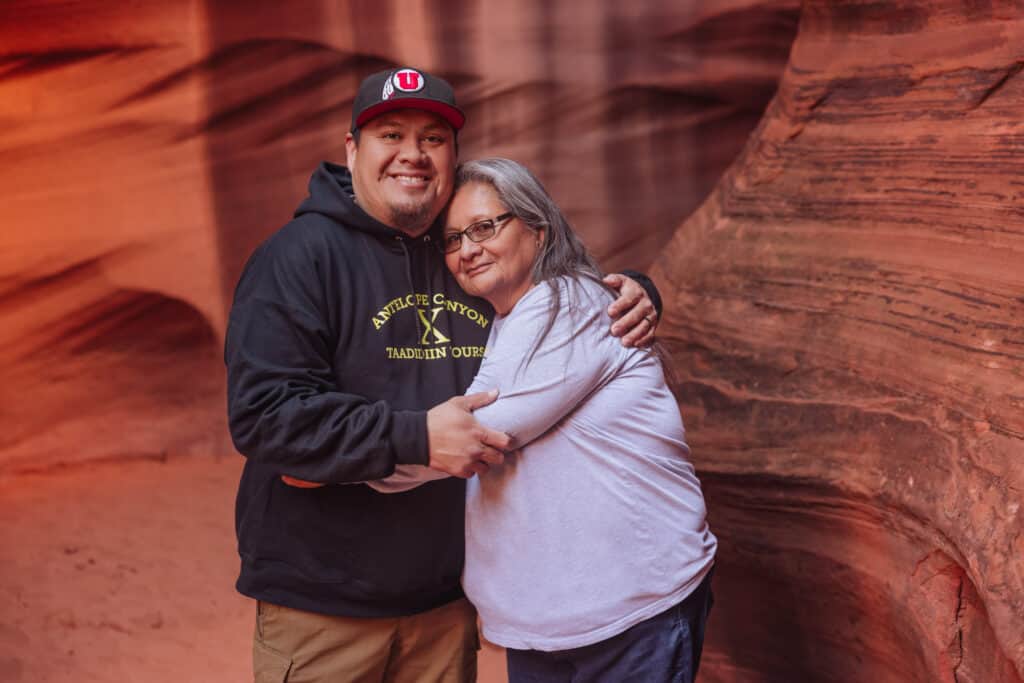 Logan Tsinigine with his mother, Rita, at Cardiac Canyon