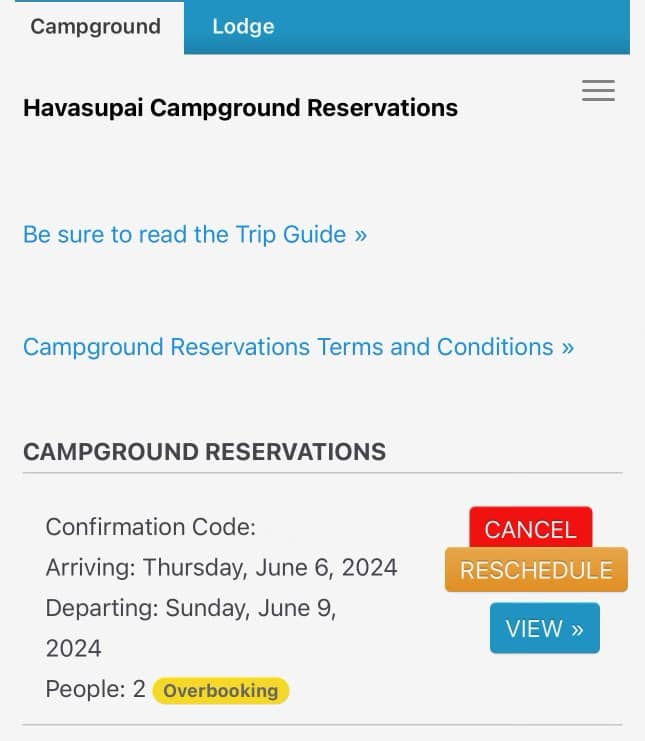 Havasupai reservations overbooked and canceled