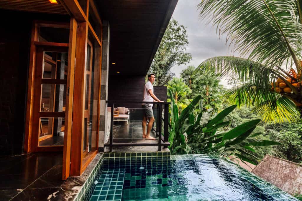 Jared Dillingham at Chepung Sebali Resort with a private pool