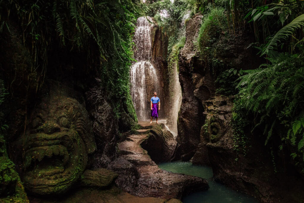 Jared Dillingham at the Taman Beji Griya Waterfall on Bali