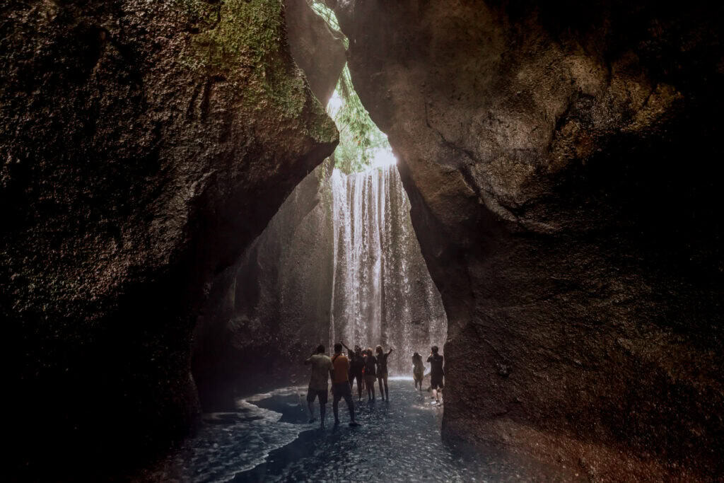 The crowd at Tukad Cepung