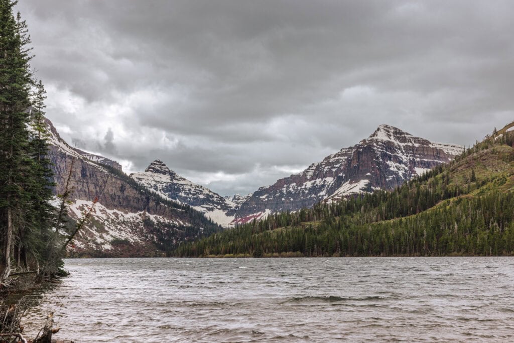 The Two Medicine Lake shoreline in Montana