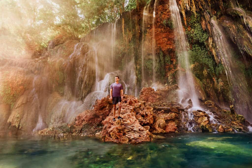 Jared Dillingham at Fifty Foot Falls along Havasu Creek