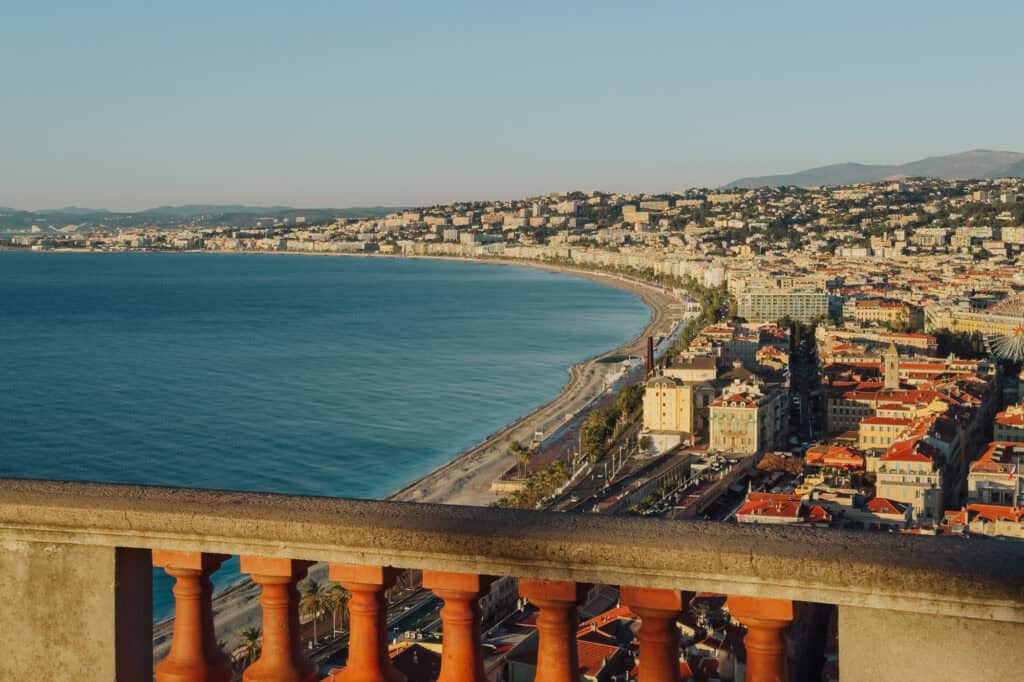 A view of the Mediterranean Sea and Nice, France in December