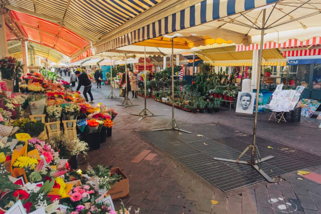 The Marche aux Fleurs in Nice at Christmas