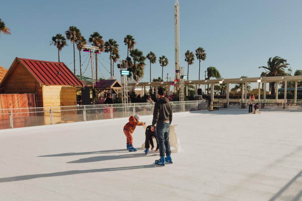 Skating rink at the Christmas Market in Cannes, France