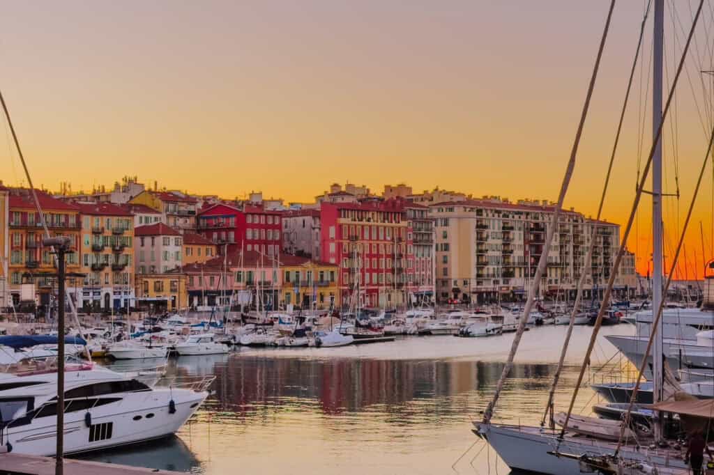 The harbor in Nice, France, in winter.