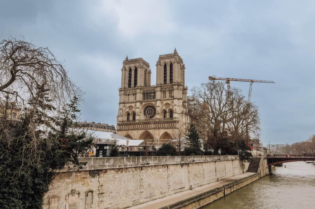 Notre Dame Cathedral in Paris in winter