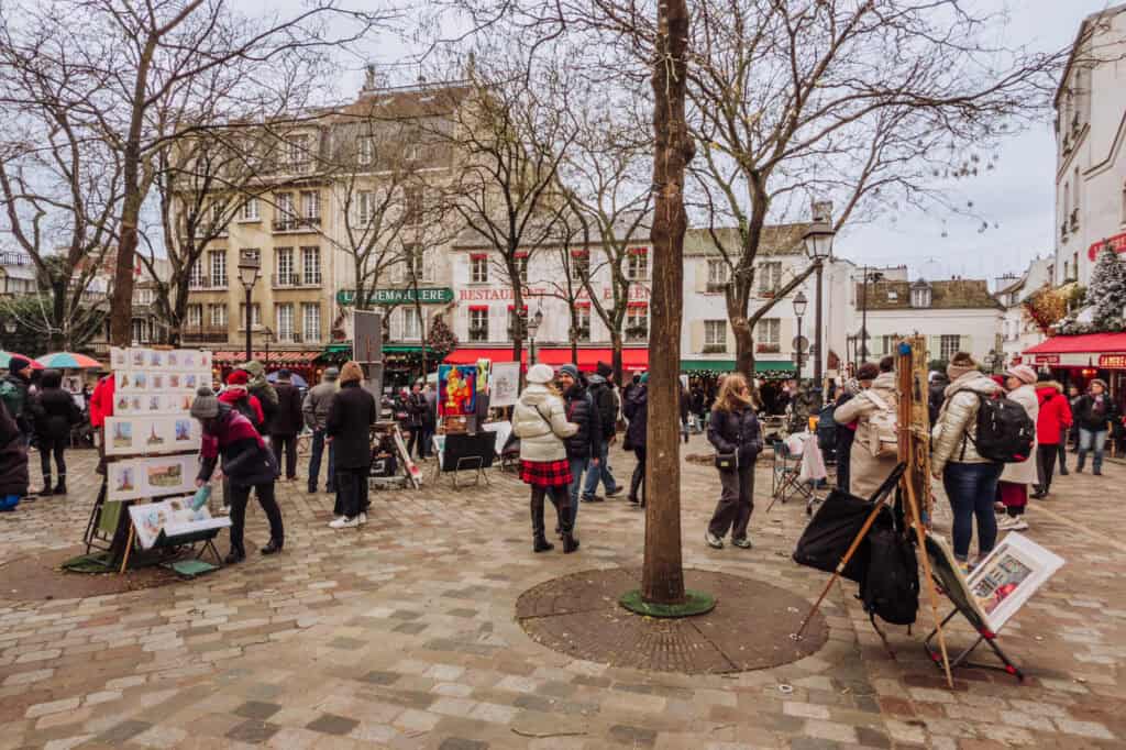 Place du Tertre, or the Artists' Square in winter