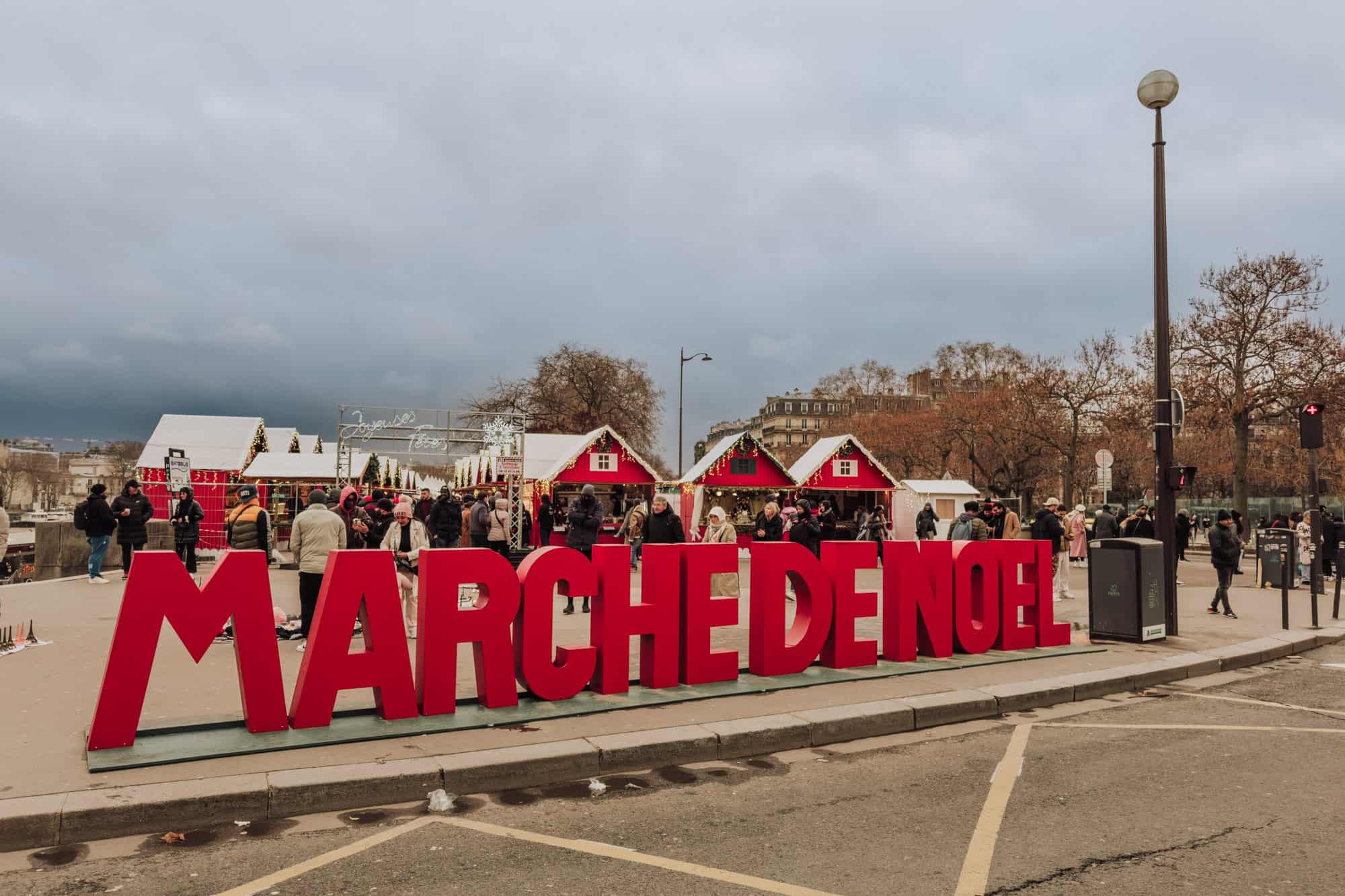 The entrance to the Marche de Noel, before Christmas in Paris