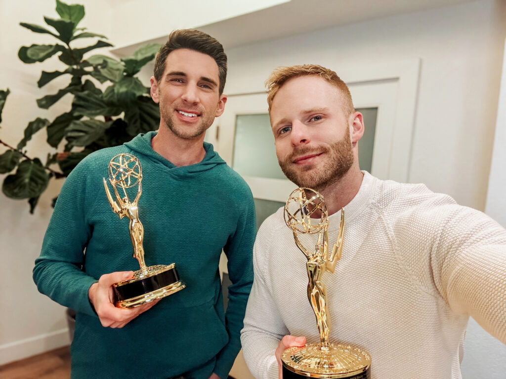 Jared Dillingham and Matt Ehnes with their Emmy Awards