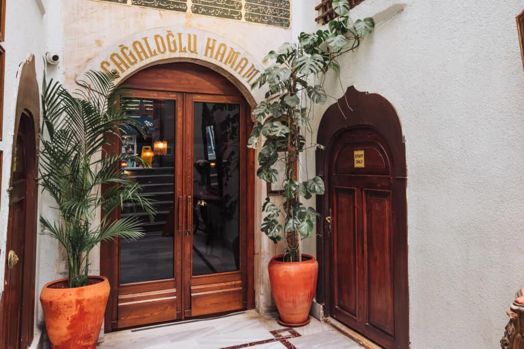 The entrance to Cagaloglu Hamam, the best Turkish bath house in Istanbul