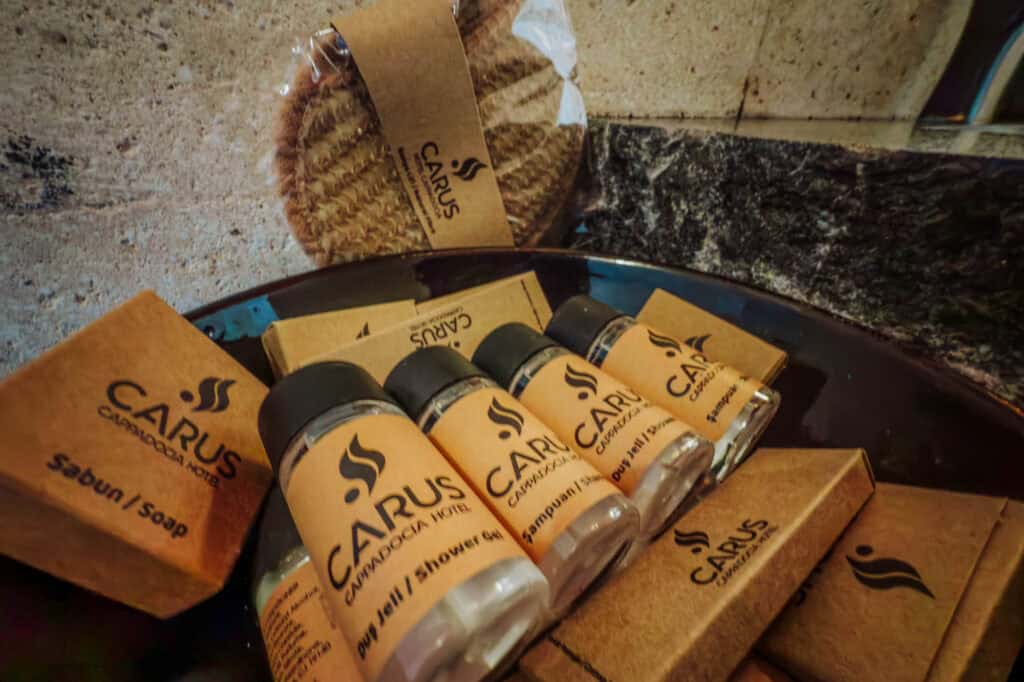 Bathroom amenities at Carus Cappadocia