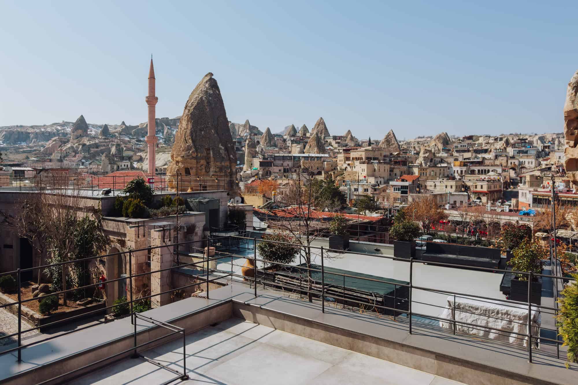 A patio terrace overlooking Goreme