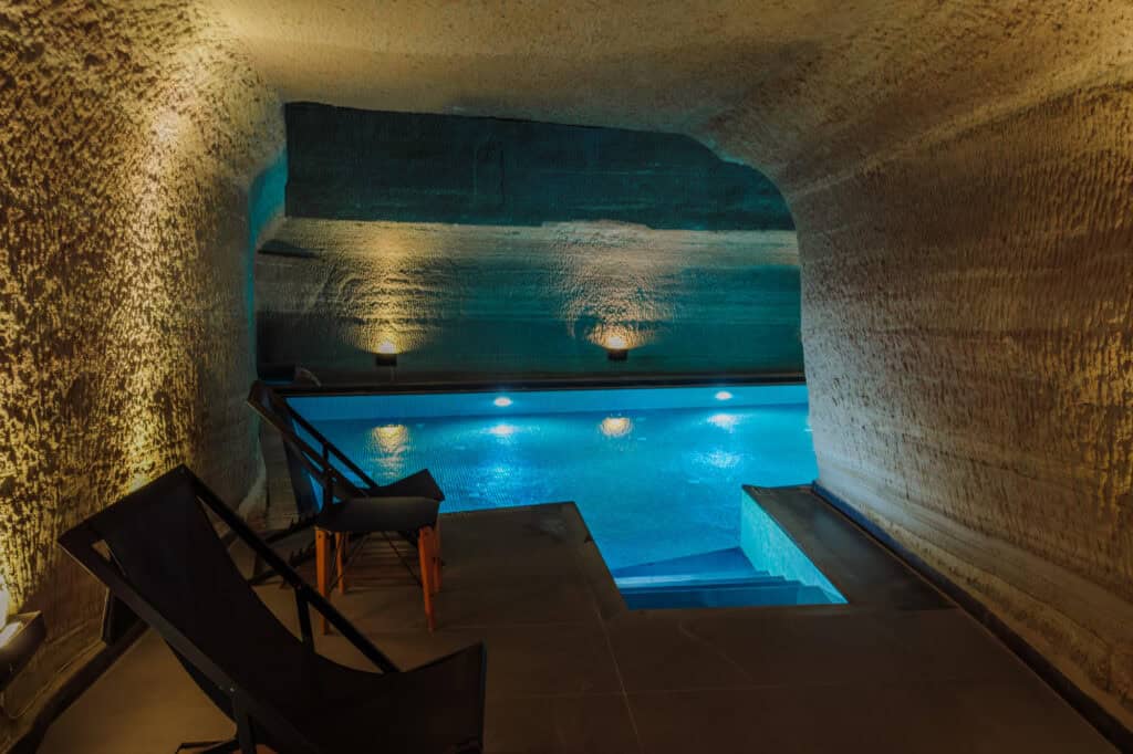 The pool inside the best cave hotel in Cappadocia