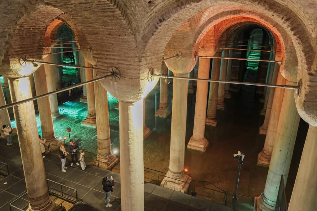 A view from above, as you enter the Cistern in Istanbul