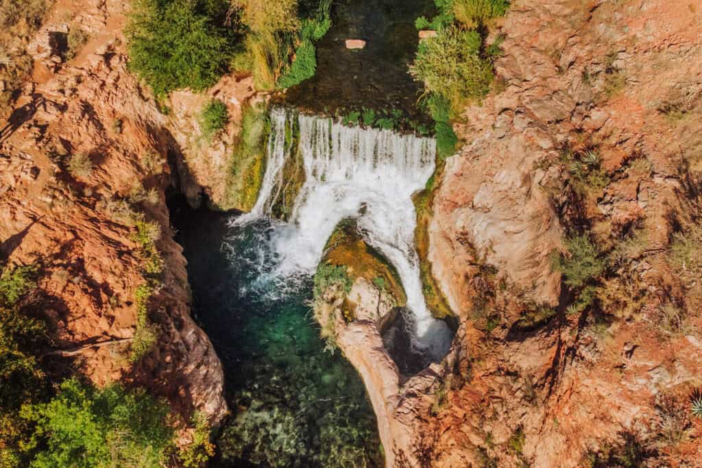 Aerial of Fossil Springs, a hidden gem that takes some effort to get to in Arizona
