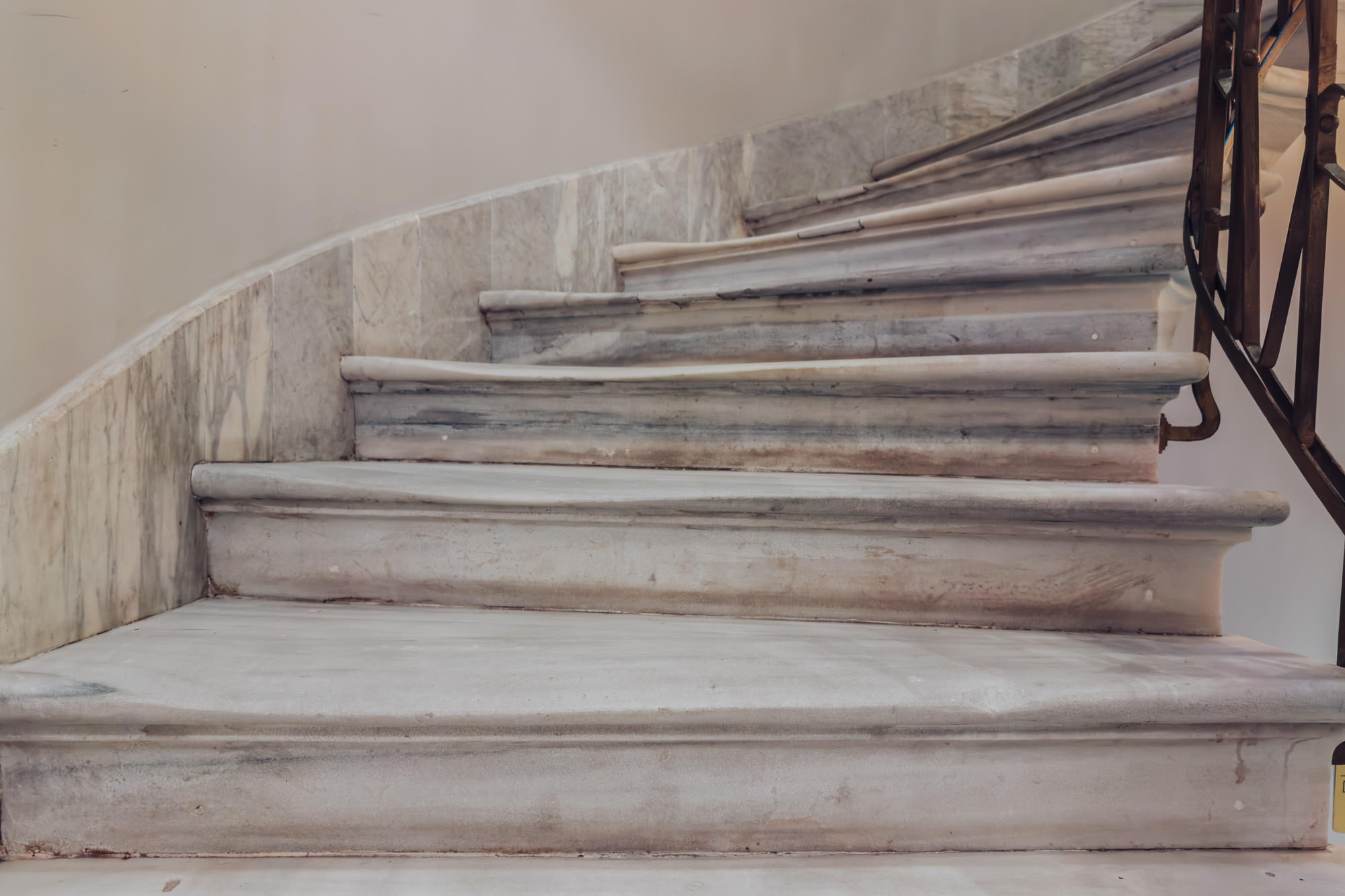 The original marble stairs at the hotel