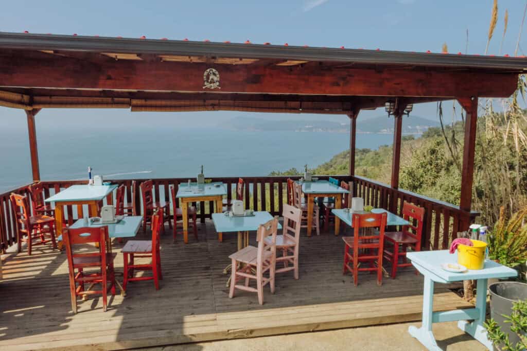 A beachside cafe on the island off Istanbul