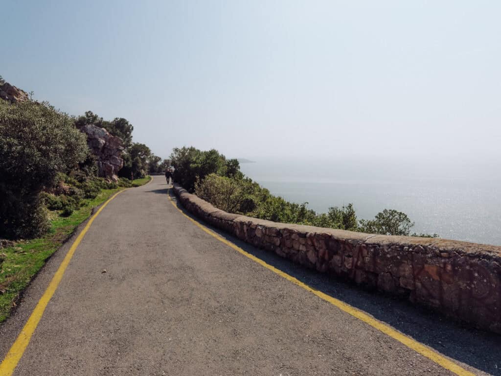 The bike and walking path around the island
