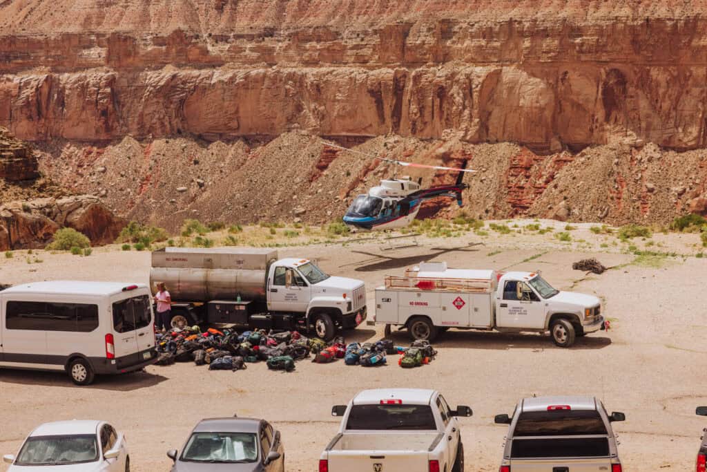 Hualapai Hilltop parking lot, where the Havasu Falls helicopter lands