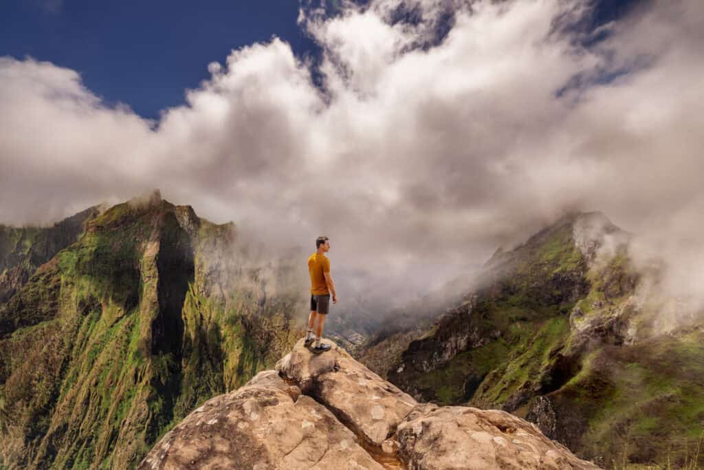 Jared Dillingham hiking the Pico Grande trail on Madeira