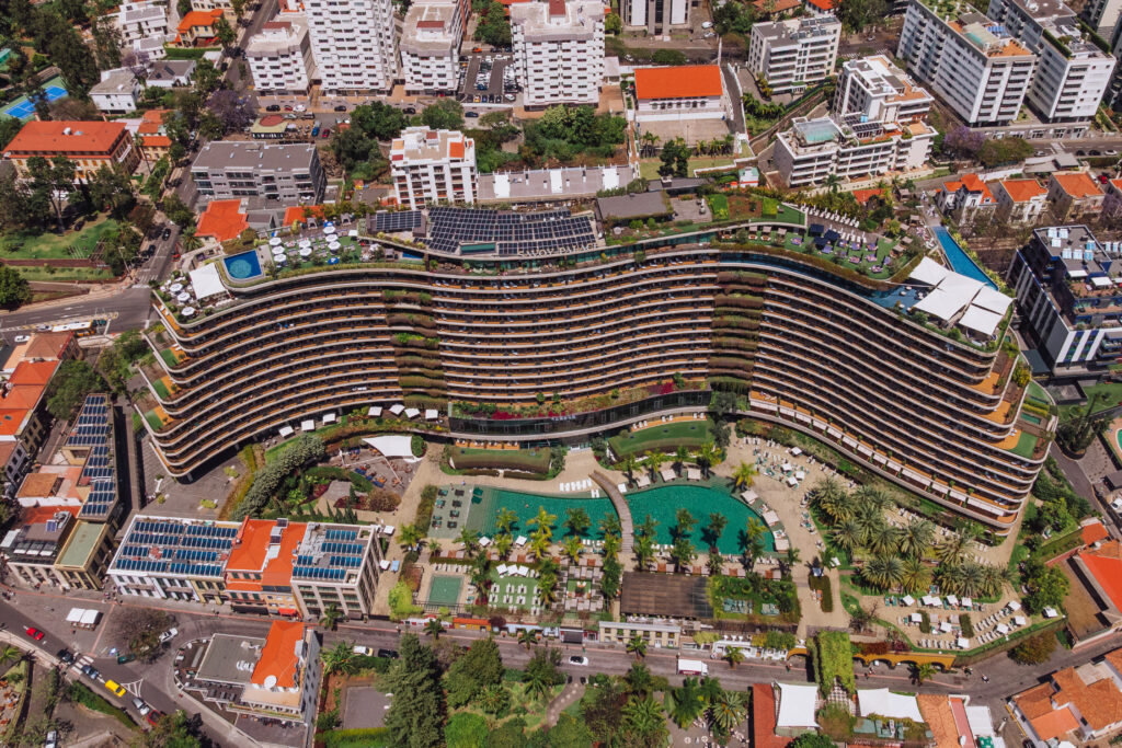 An aerial drone view of the Savoy Palace