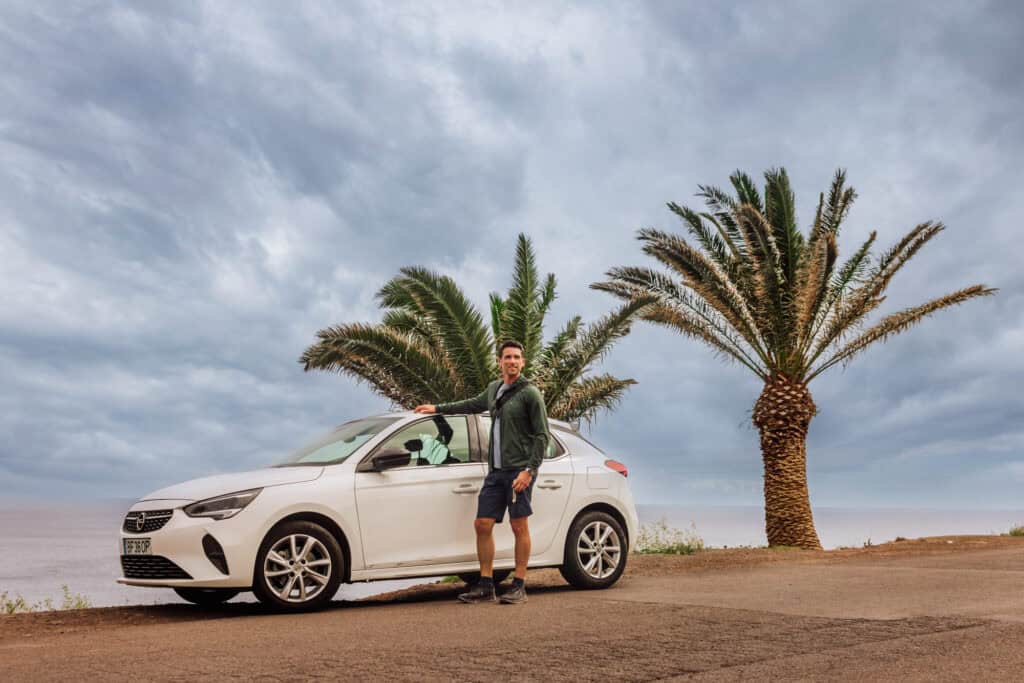 Jared Dillingham parking a rental car at Sao Lourenco on Madeira