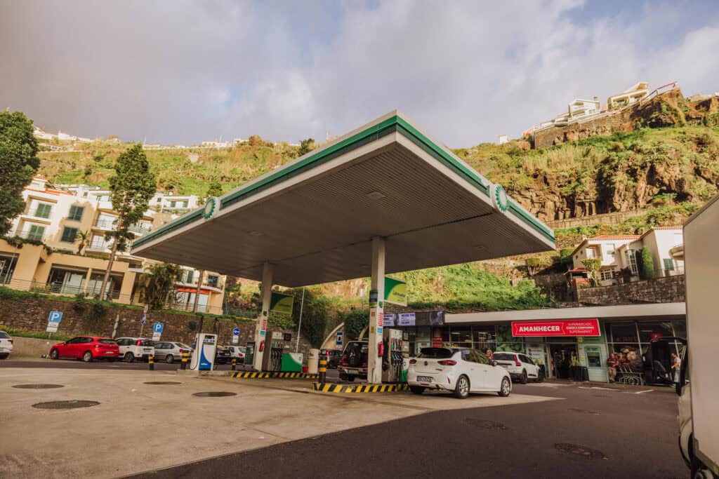 Filling up with gasoline or petrol on Madeira