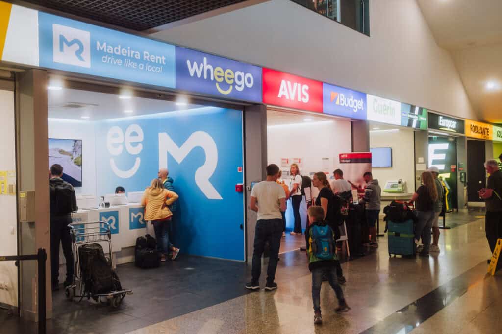 The rental car counters at the airport in Funchal Madeira