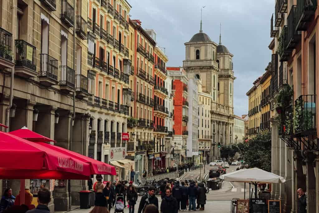 People walking and shopping in Madrid Spain