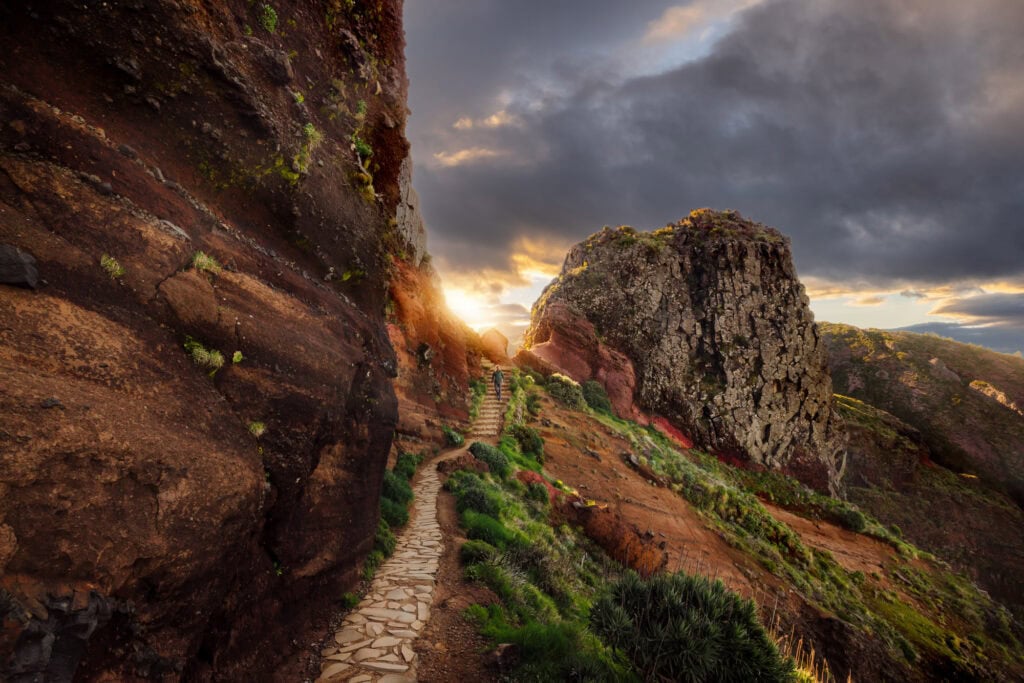 Jared Dilligham hiking near the Stairway to Heaven on Madeira