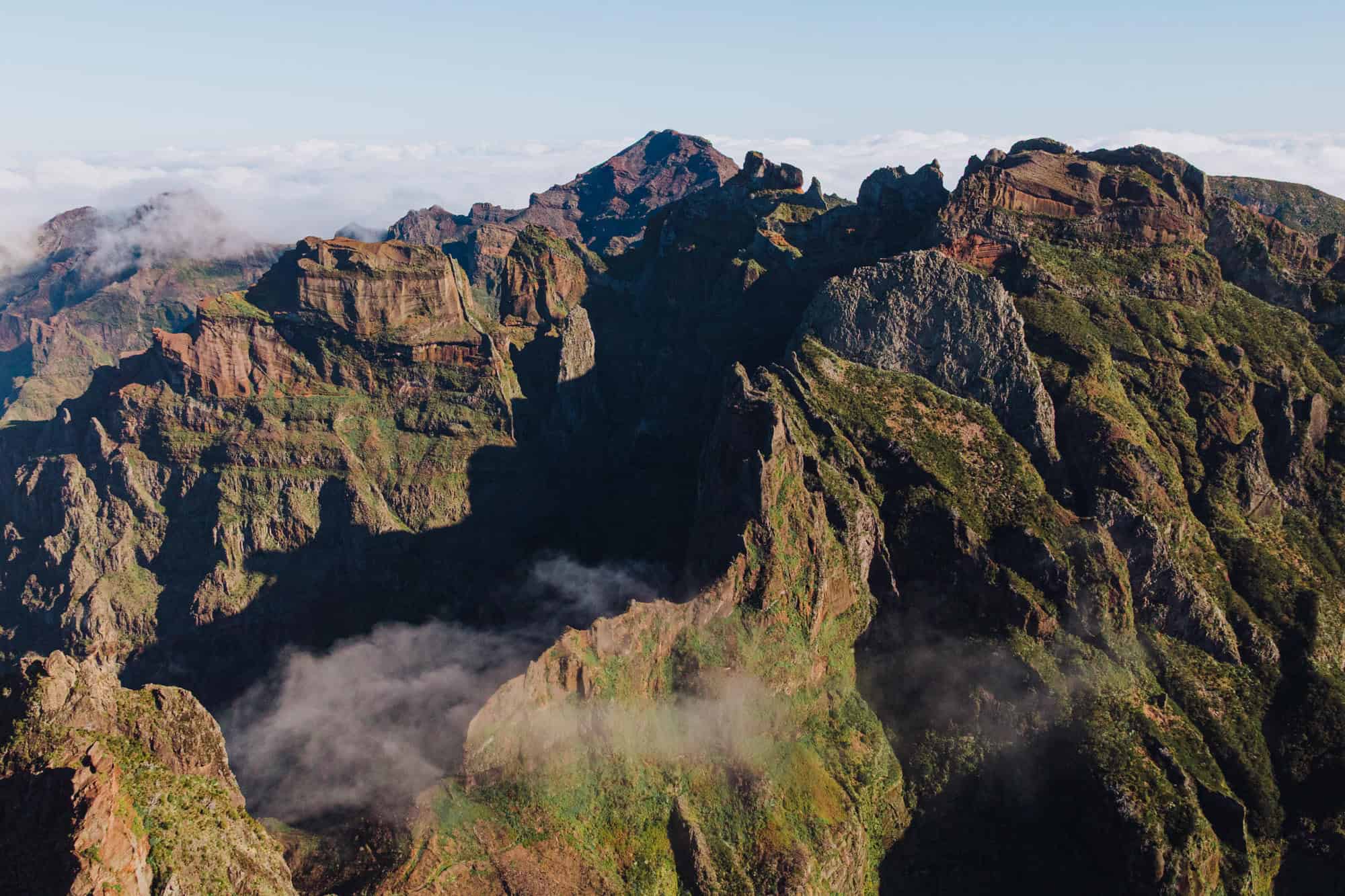 An aerial drone view from Pico do Areeiro