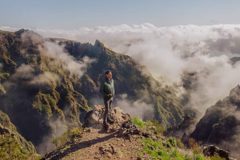 Jared Dillingham hiking Pico do Areeiro on Madeira