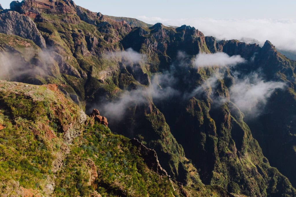 A beautiful clear day hiking through the mountains on Madeira's PR1 trail