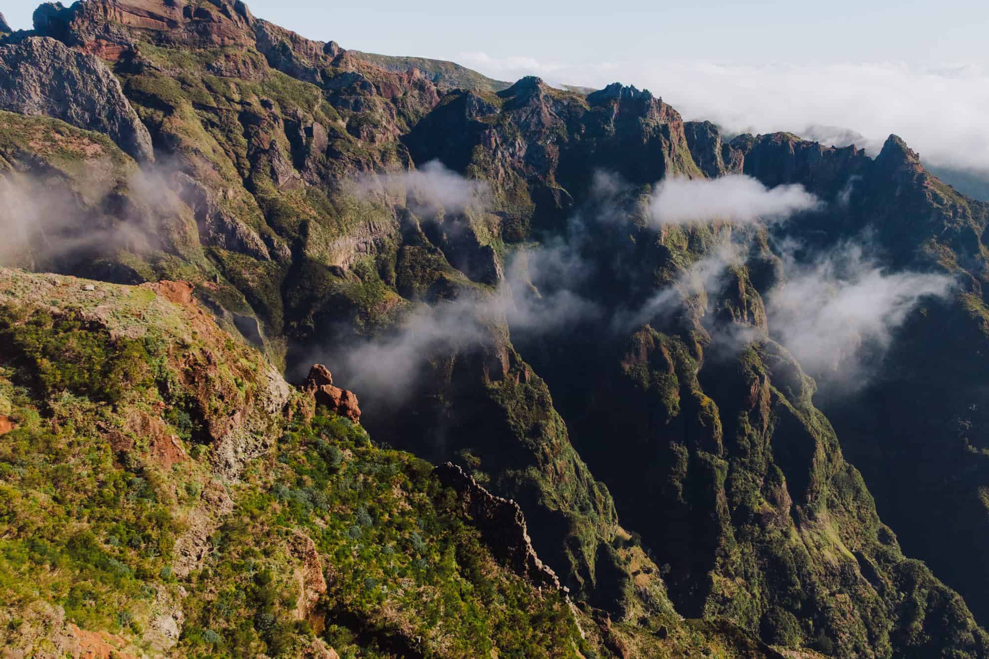 A beautiful clear day hiking through the mountains on Madeira's PR1 trail