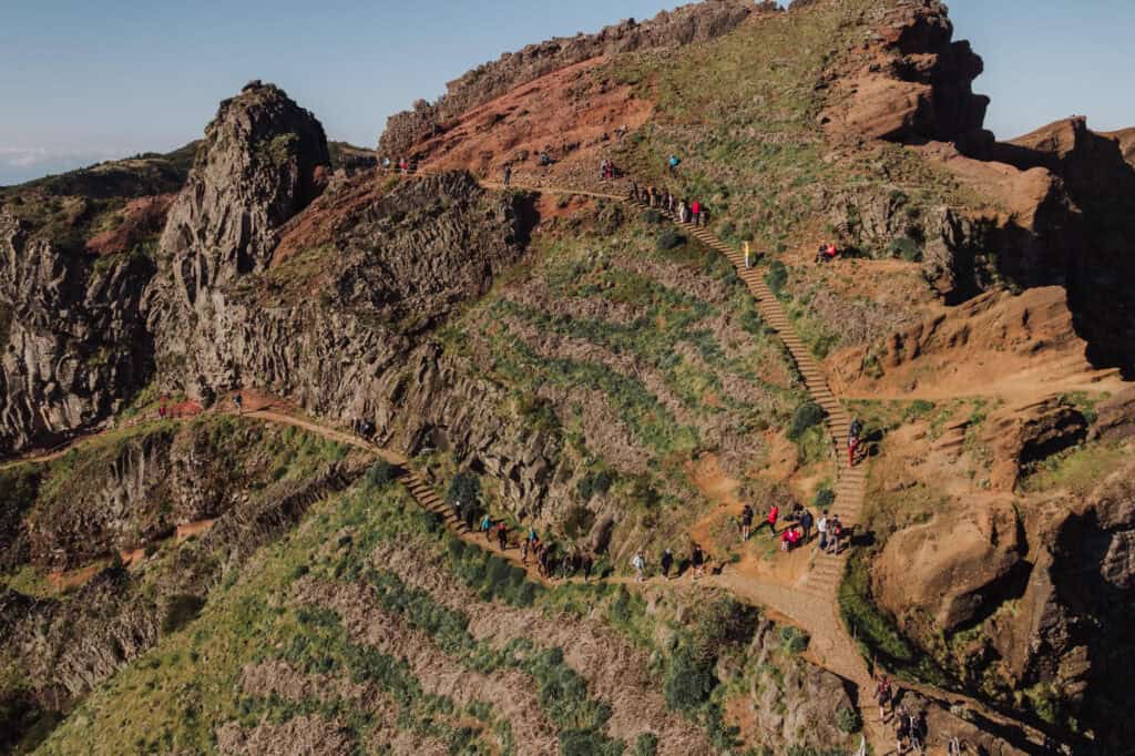 An aerial drone view of Pico do Areeiro