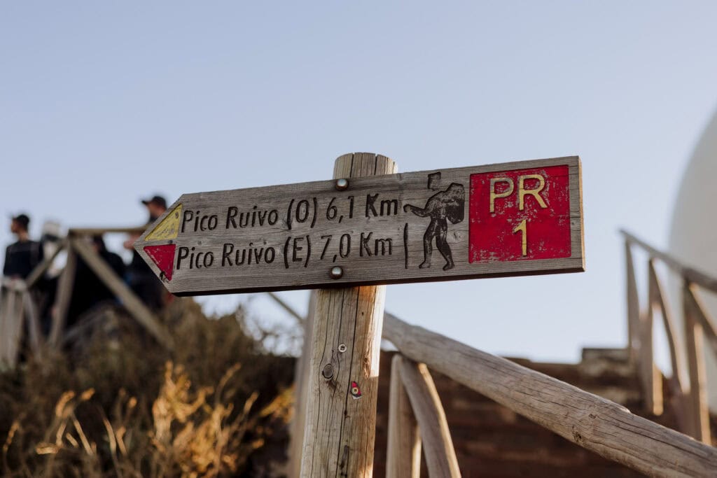 The PR1 trailhead sign