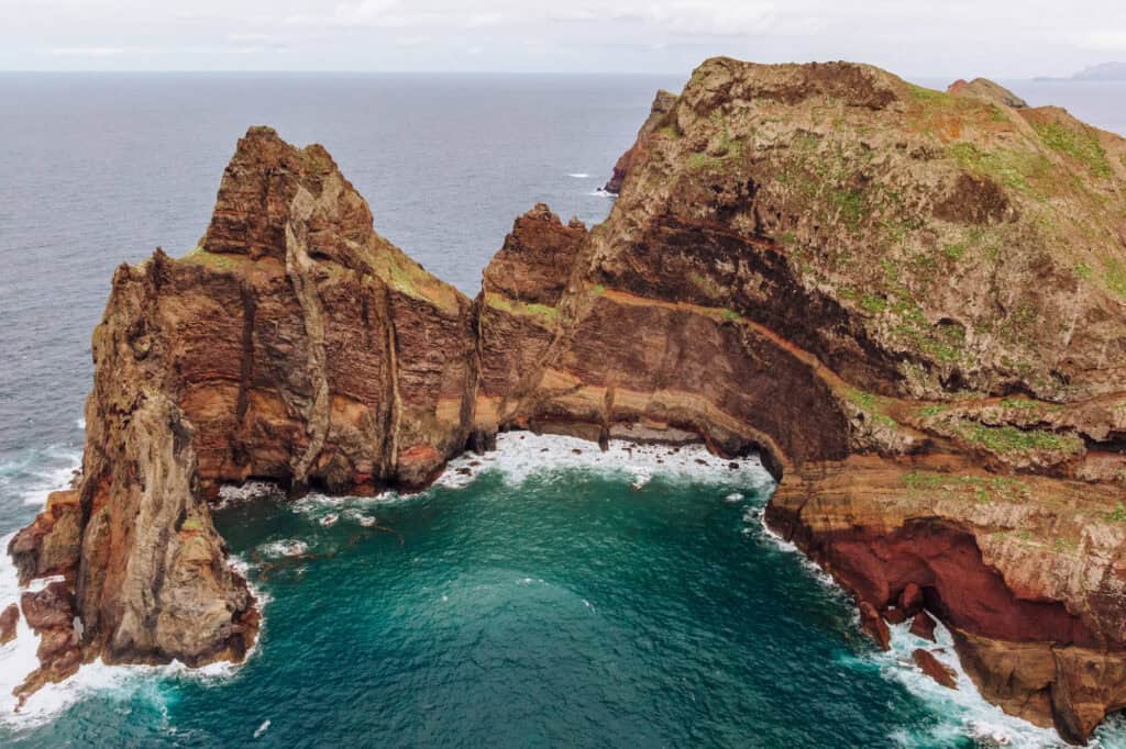 An aerial drone view of the trail around Sao Lourenco
