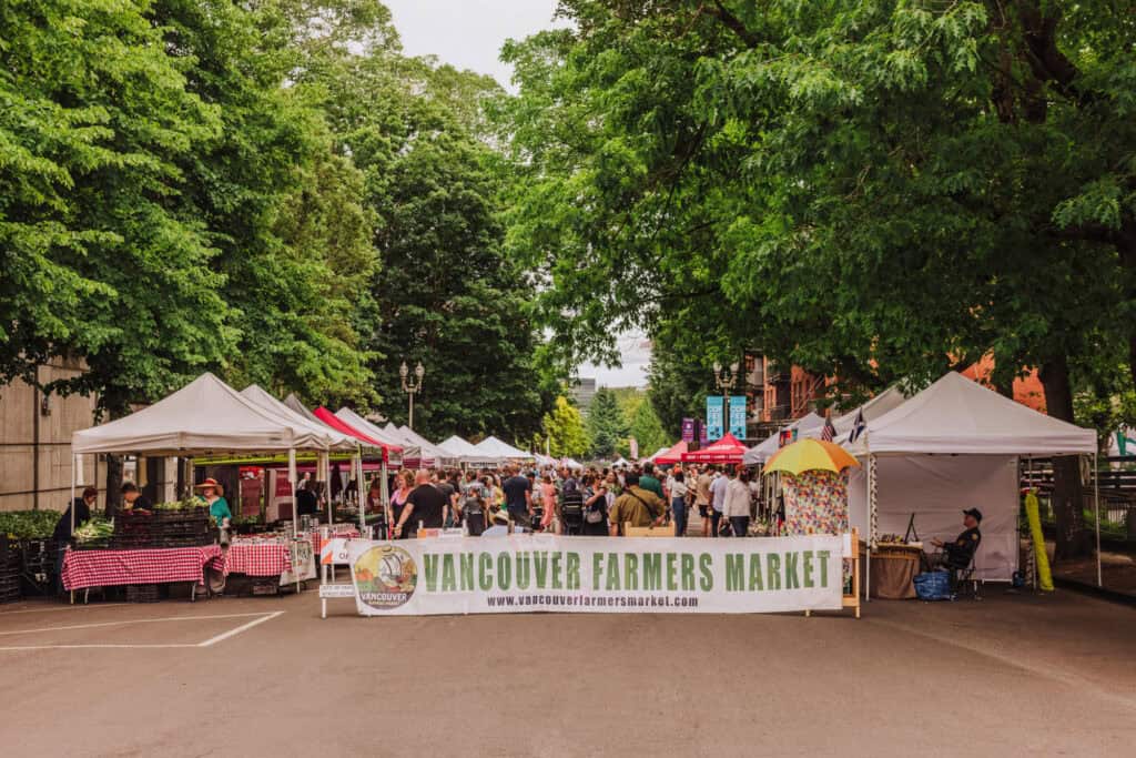 The Vancouver Farmers Market entrance and sign