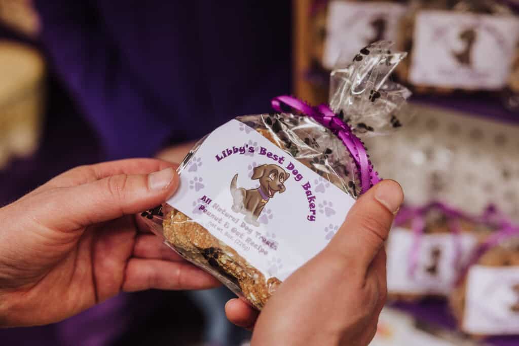 Libby's Best Dog Treats packaged for sale at the market