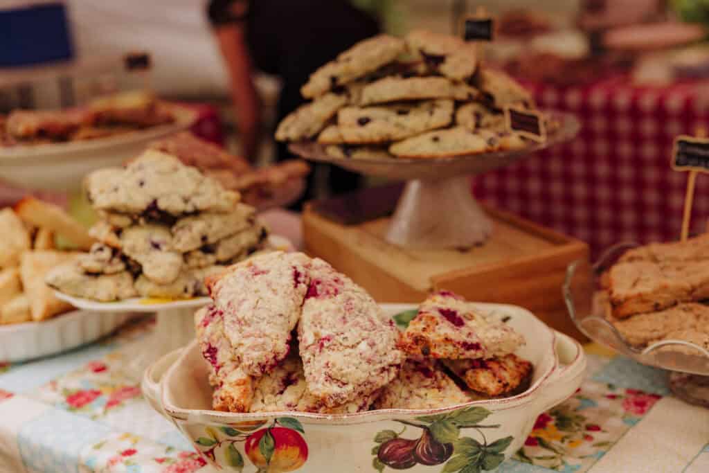 Scones and bread for sale at the market