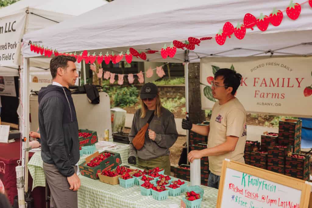 K Familyl Farm in Oregon sells strawberries at the Vancouver Farmers Market