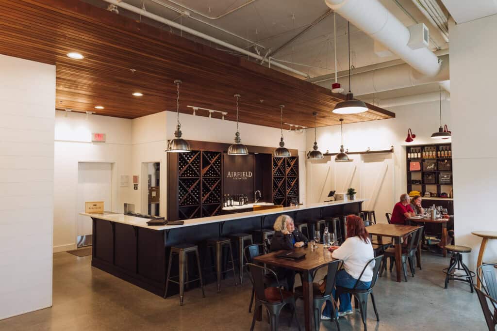 Inside the Airfield Estates tasting room