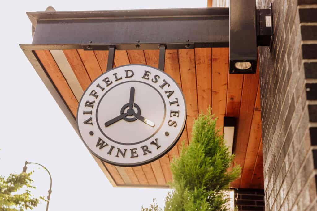 The Airfield Estates winery sign